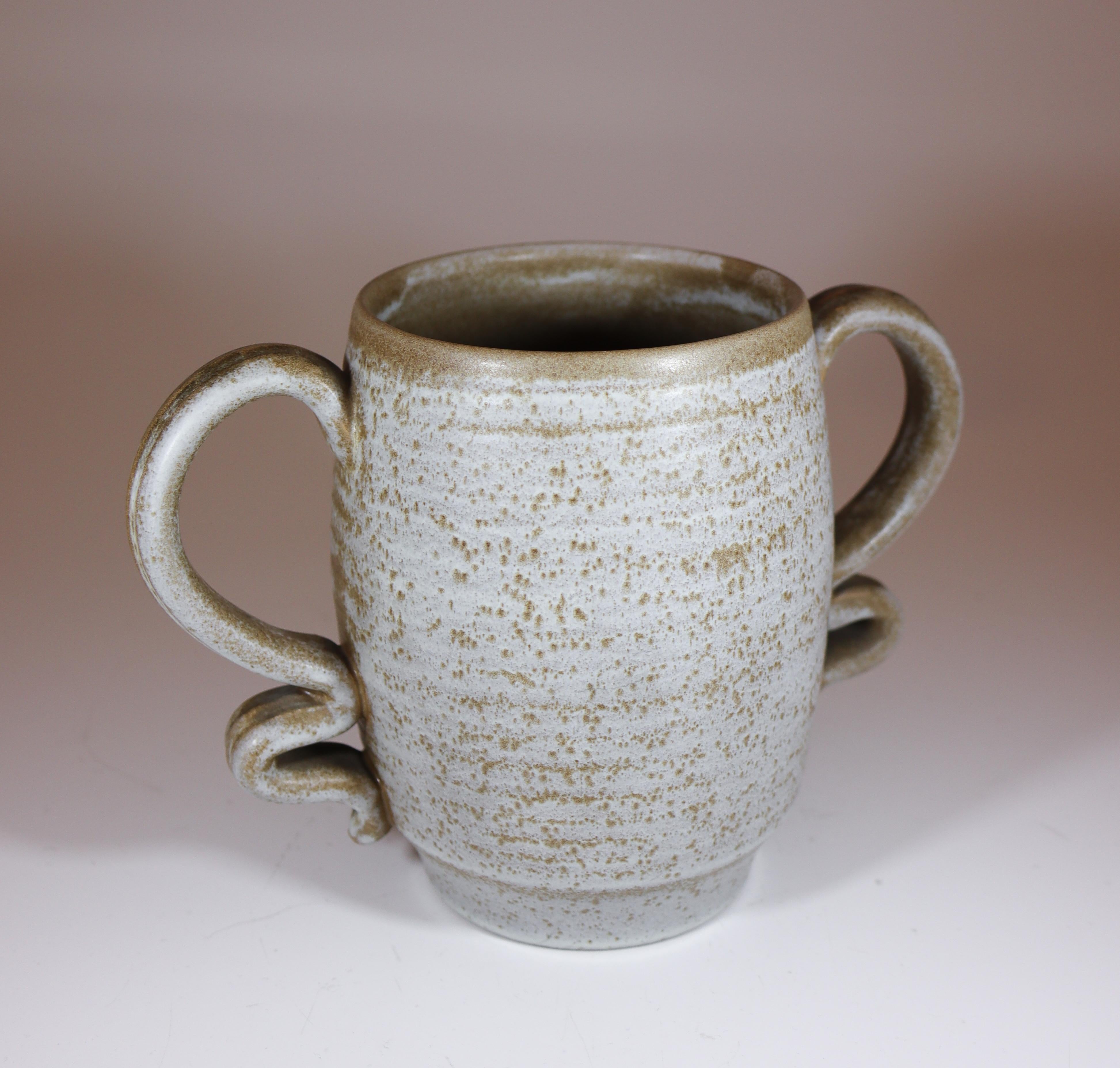 Vaso grigio/marrone con manici Eva Jancke-Björk - Bo Fajans 1940 in vendita 1