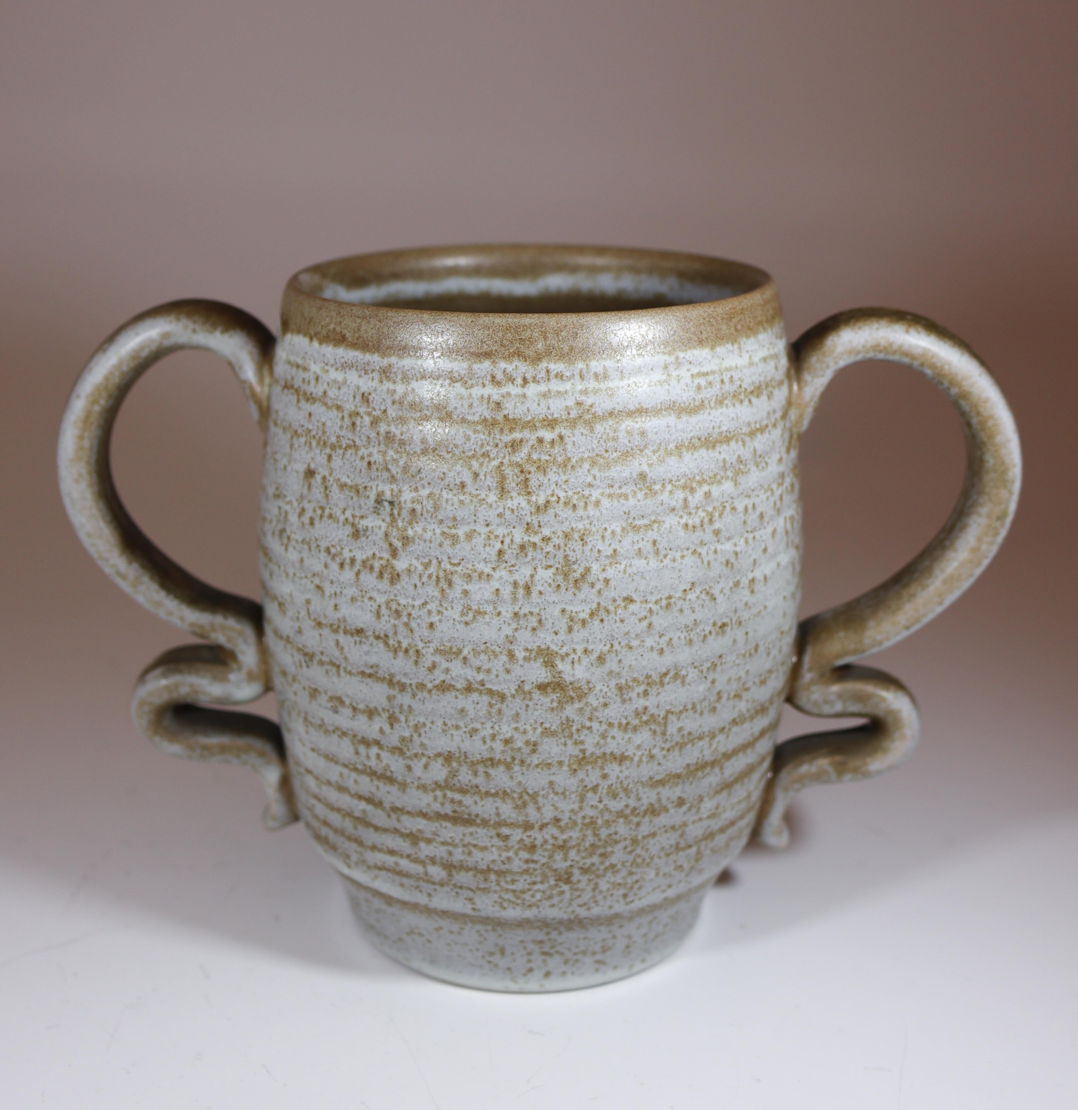 Vaso grigio/marrone con manici Eva Jancke-Björk - Bo Fajans 1940 in vendita 3