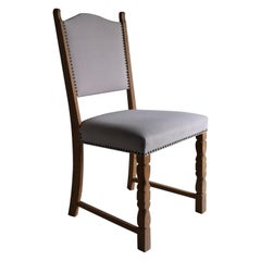 Gray Carved Oak Dining Chair, Henning Kjaernulf, Denmark 1950s