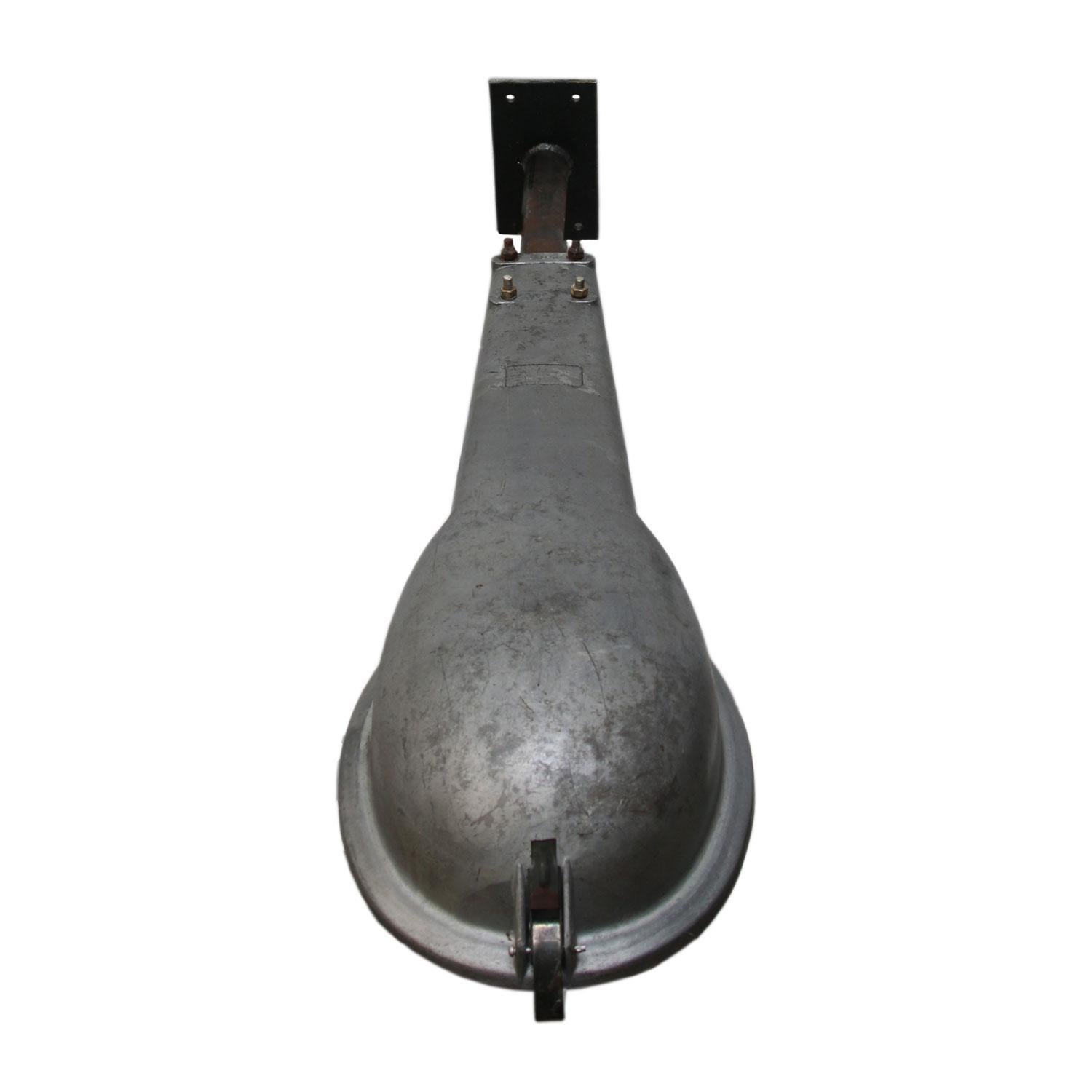 Gray Cast Aluminium Vintage Industrial Holophane Glass Wall Light In Good Condition In Amsterdam, NL