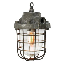 Gray Cast Aluminum Vintage Industrial Clear Glass Factory Pendant Light