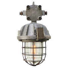 Lampe à suspension industrielle vintage en aluminium moulé gris