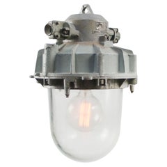 Gray Cast Aluminum Vintage Industrial Clear Glass Pendant Lights