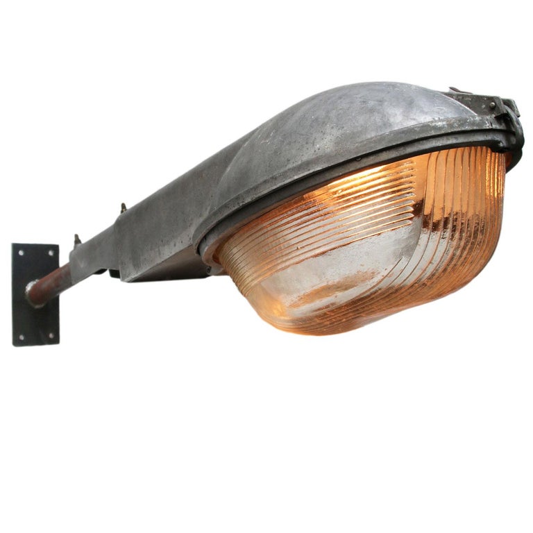 Gray Cast Aluminum Vintage Industrial Holophane Glass Wall ...