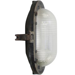Gray Cast Iron Frosted Cut Glass Sconce by Holophane, France