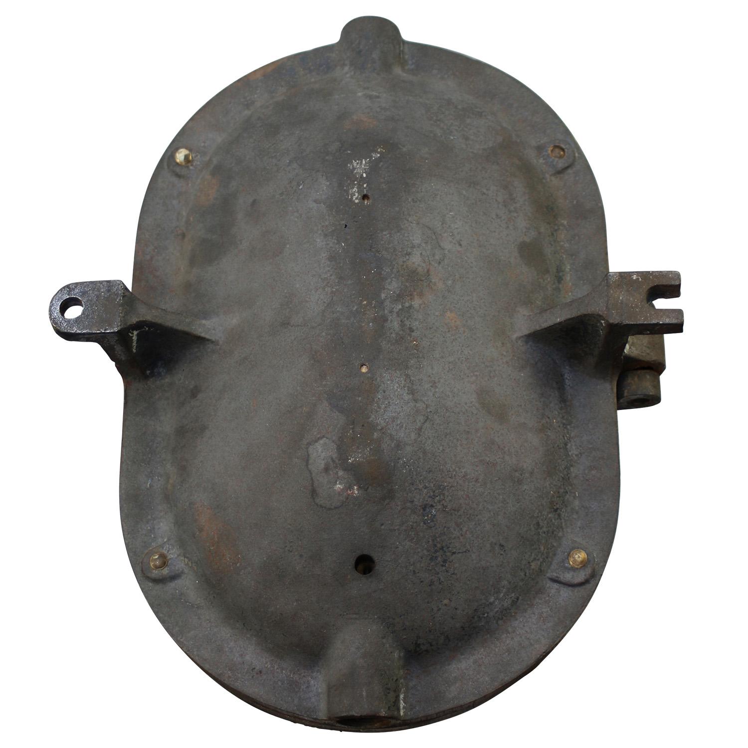 Gray Cast Iron Frosted Cut Glass Sconce by Holophane, France For Sale 1