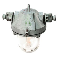 Gray Cast Iron Vintage Industrial Clear Glass Hanging Lamp