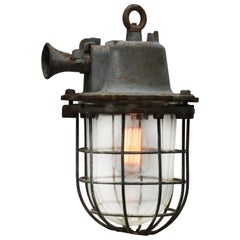 Gray Cast Iron Vintage Industrial Clear Glass Pendant Lamp
