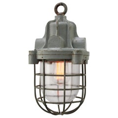 Gray Cast Iron Vintage Industrial Clear Glass Pendant Lamp