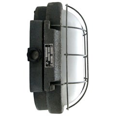 Gray Cast Iron Vintage Industrial Frosted Glass Sconce Wall Lamp