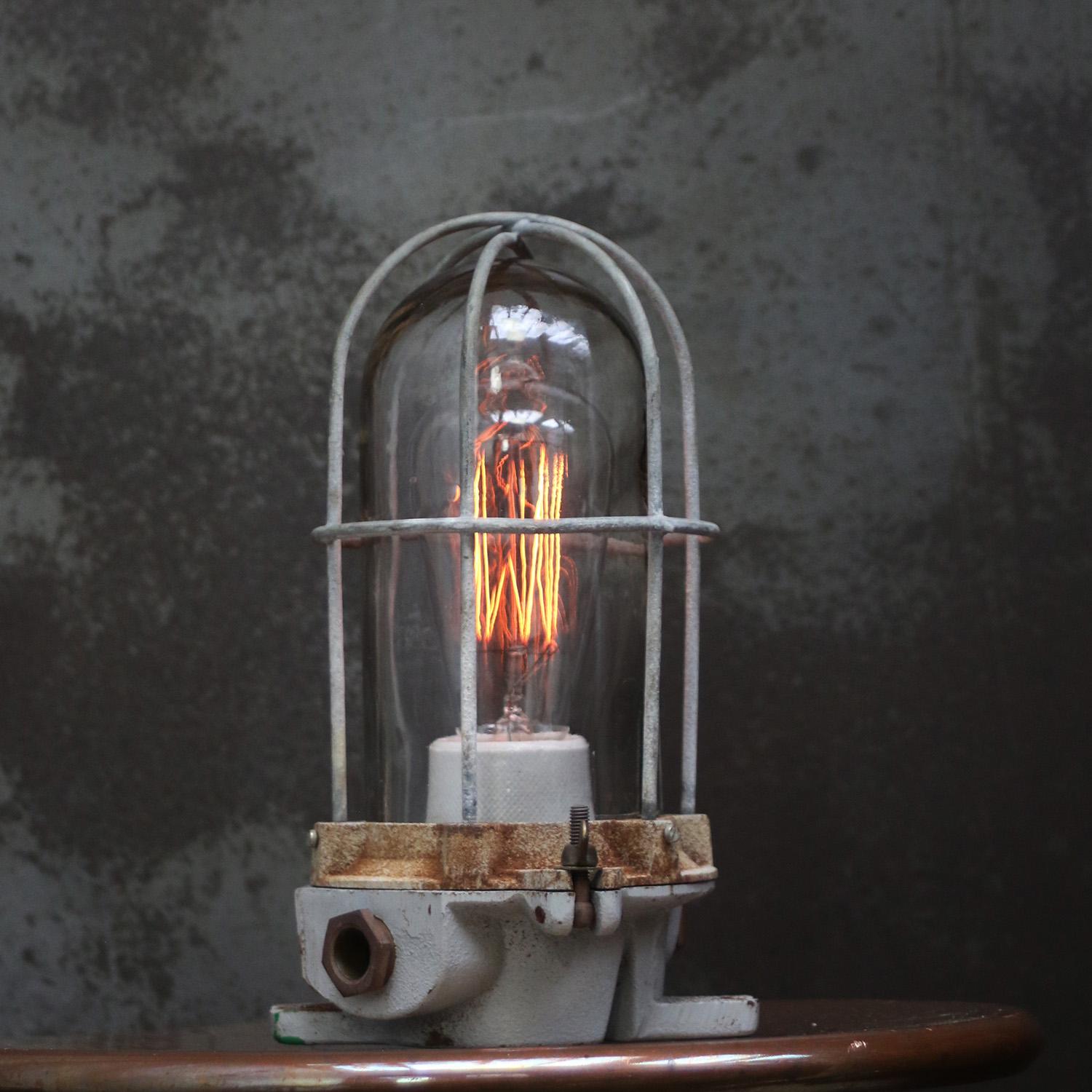 Dutch Gray Cast Vintage Industrial Clear Glass Flush Mount by Industria Rotterdam For Sale