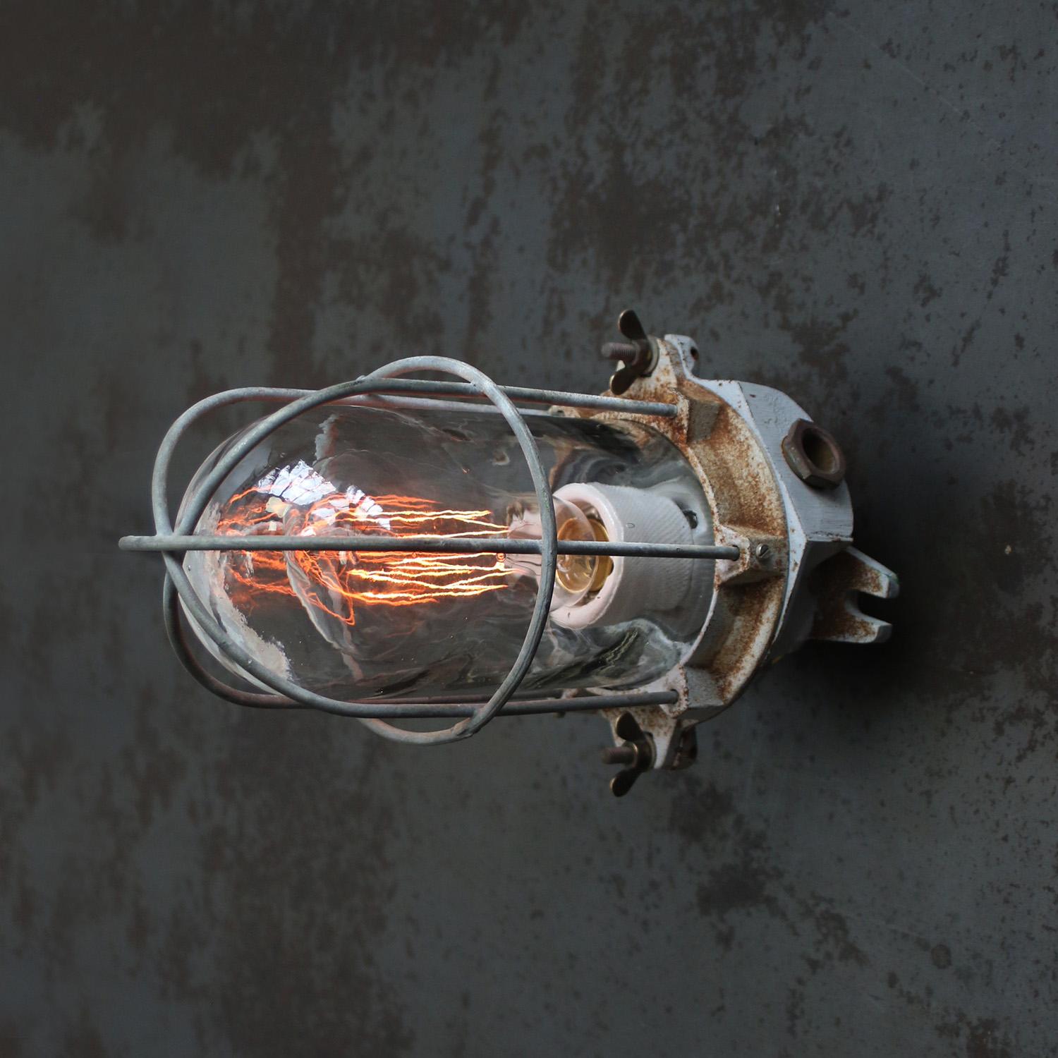 Gray Cast Vintage Industrial Clear Glass Flush Mount by Industria Rotterdam In Good Condition For Sale In Amsterdam, NL