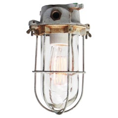 Gray Cast Vintage Industrial Clear Glass Flush Mounts by Industria Rotterdam