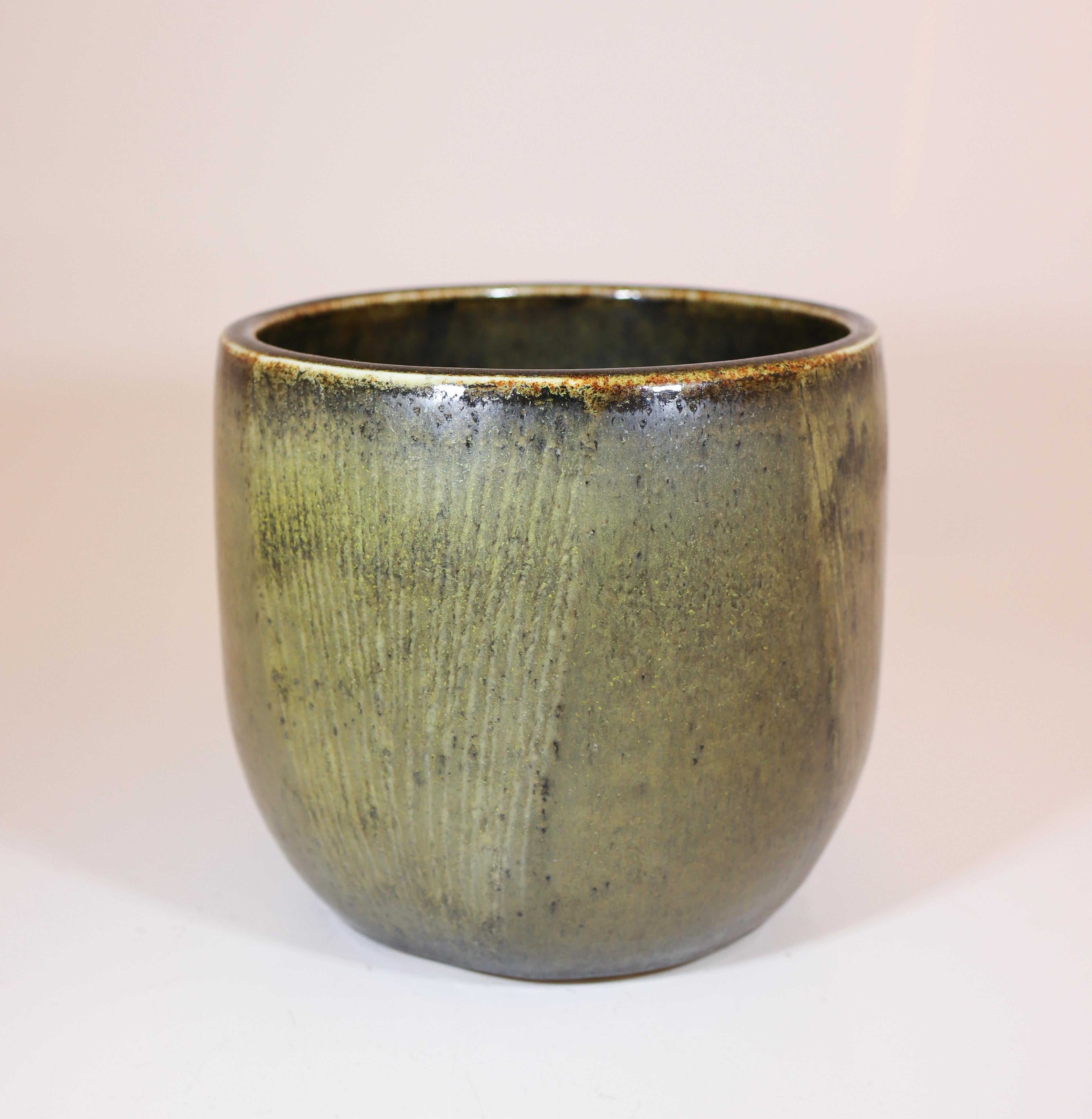 Grauer Keramiktopf, Carl-Harry Stålhane, Rörstrand, 1961 - Mid century Vintage (Glasiert) im Angebot