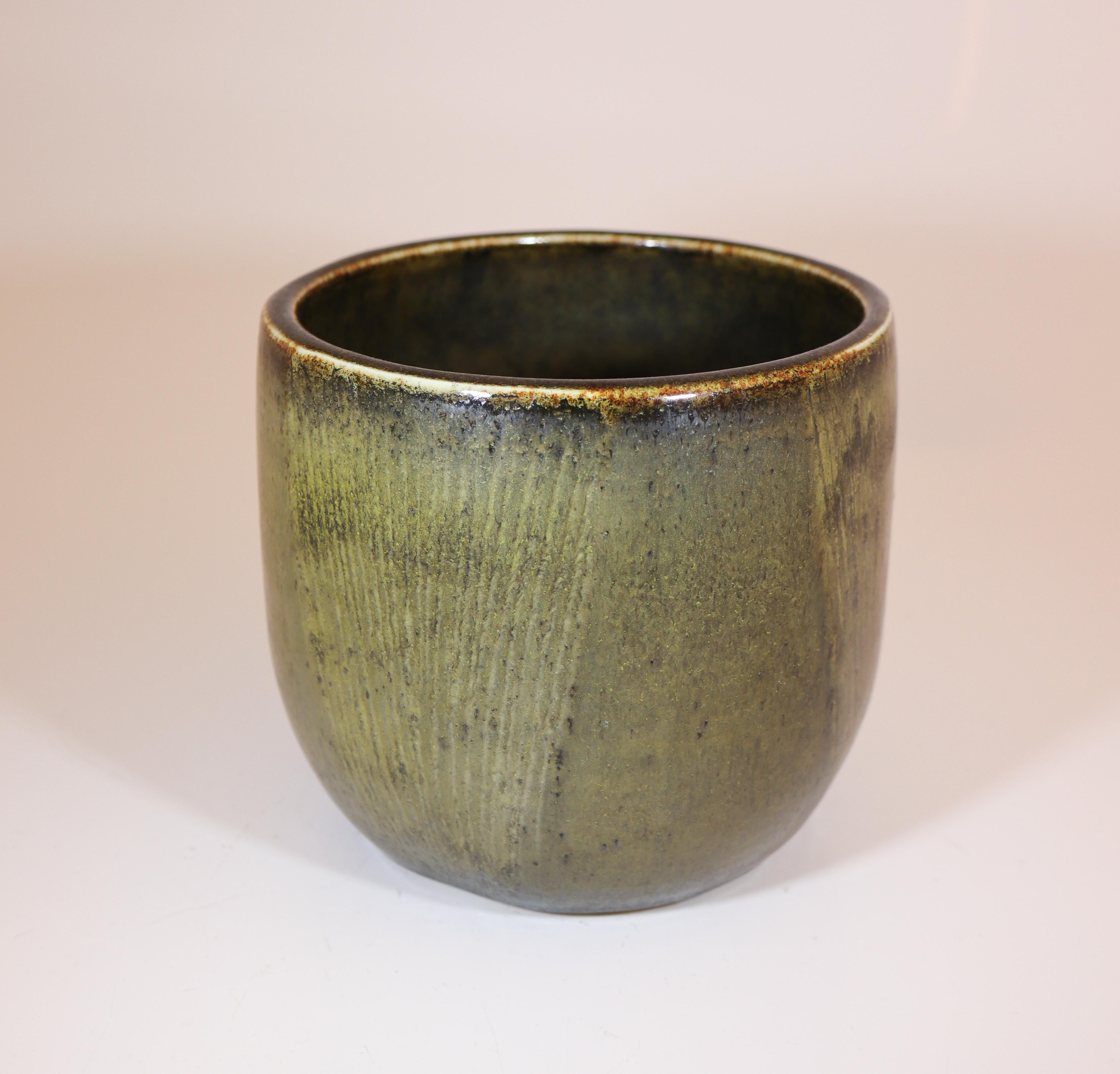 Grauer Keramiktopf, Carl-Harry Stålhane, Rörstrand, 1961 - Mid century Vintage (Mitte des 20. Jahrhunderts) im Angebot