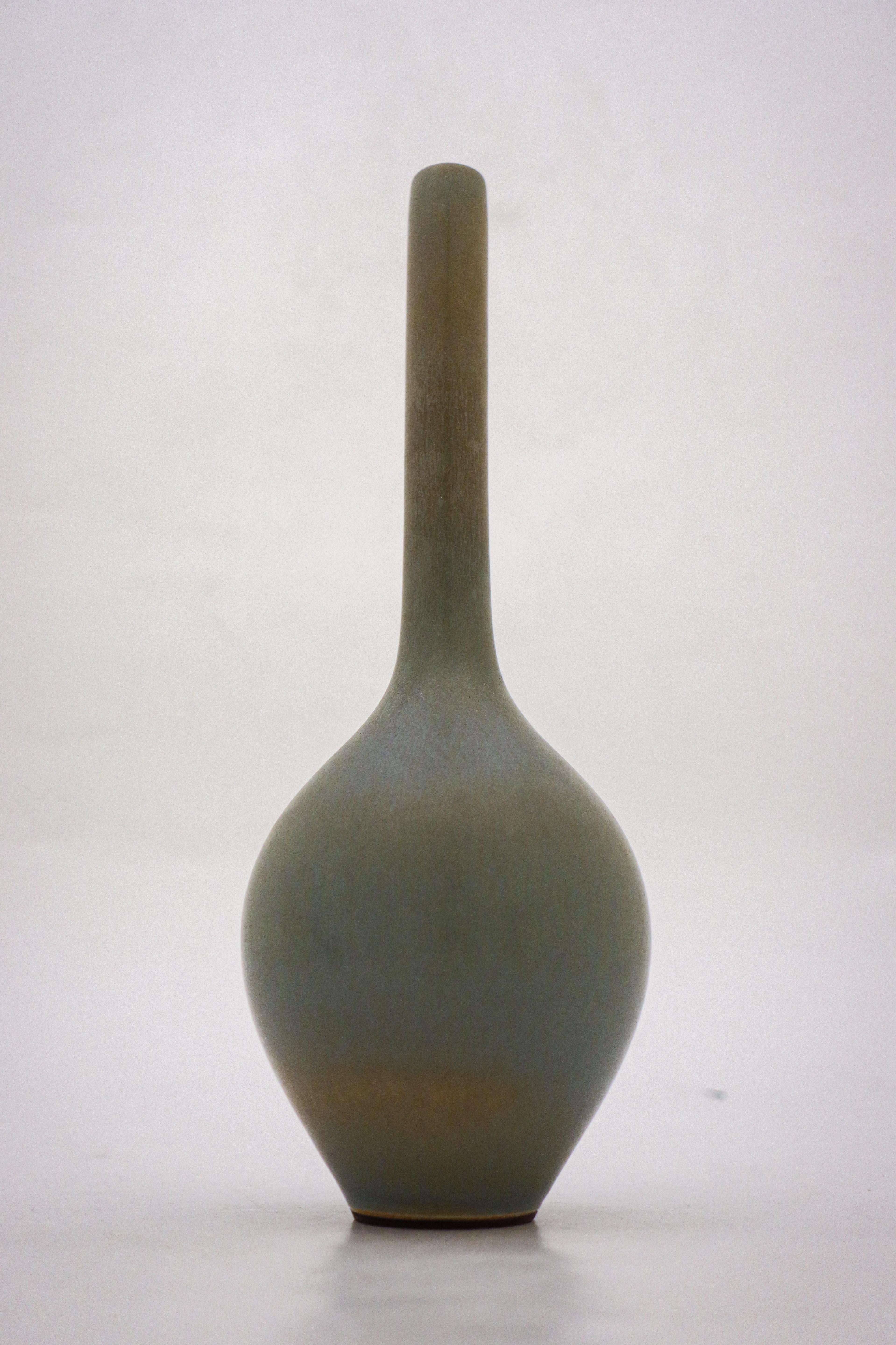 Scandinavian Modern Gray Ceramic Vase, Berndt Friberg, Gustavsberg 1956, Mid Century Vintage