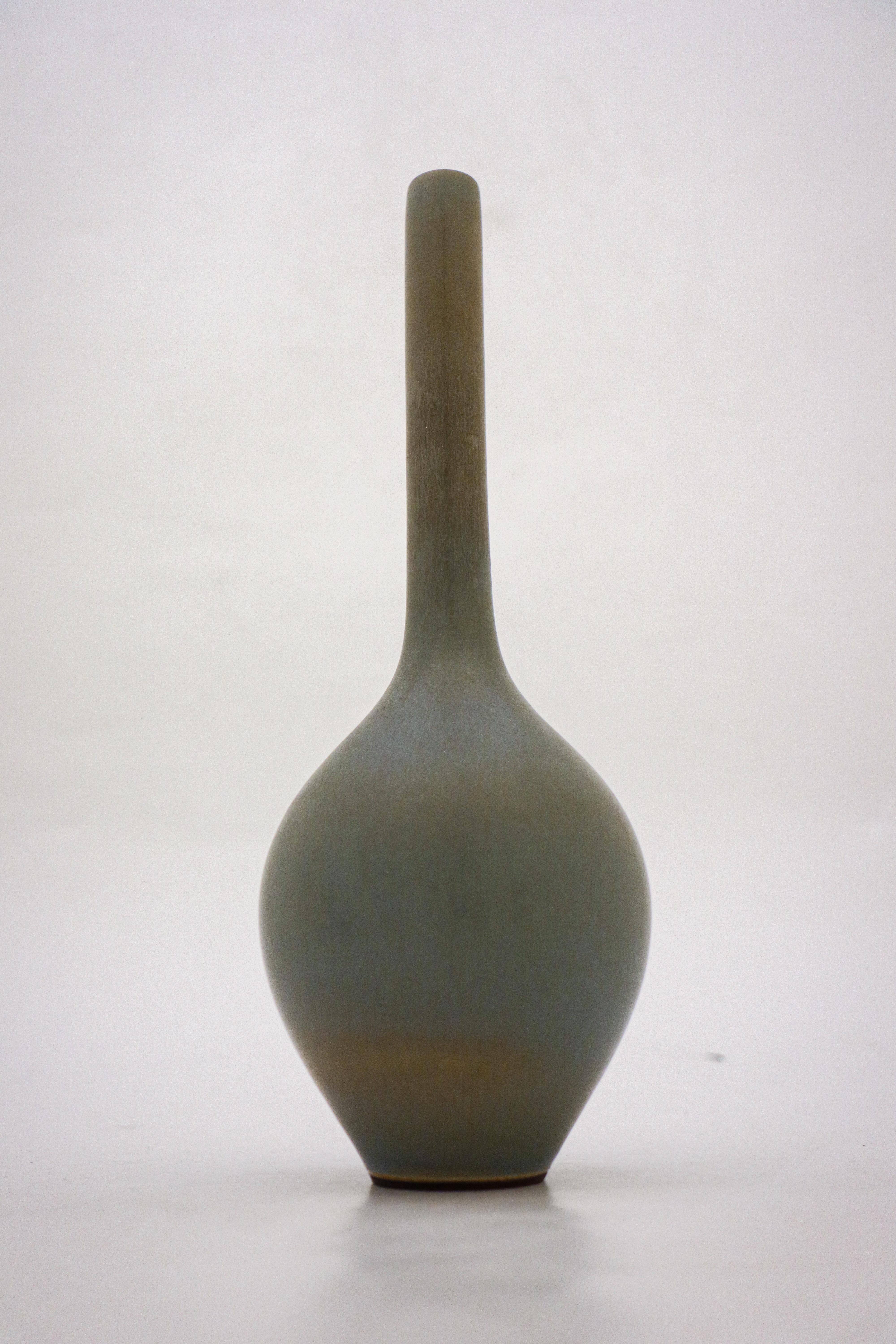 Swedish Gray Ceramic Vase, Berndt Friberg, Gustavsberg 1956, Mid Century Vintage