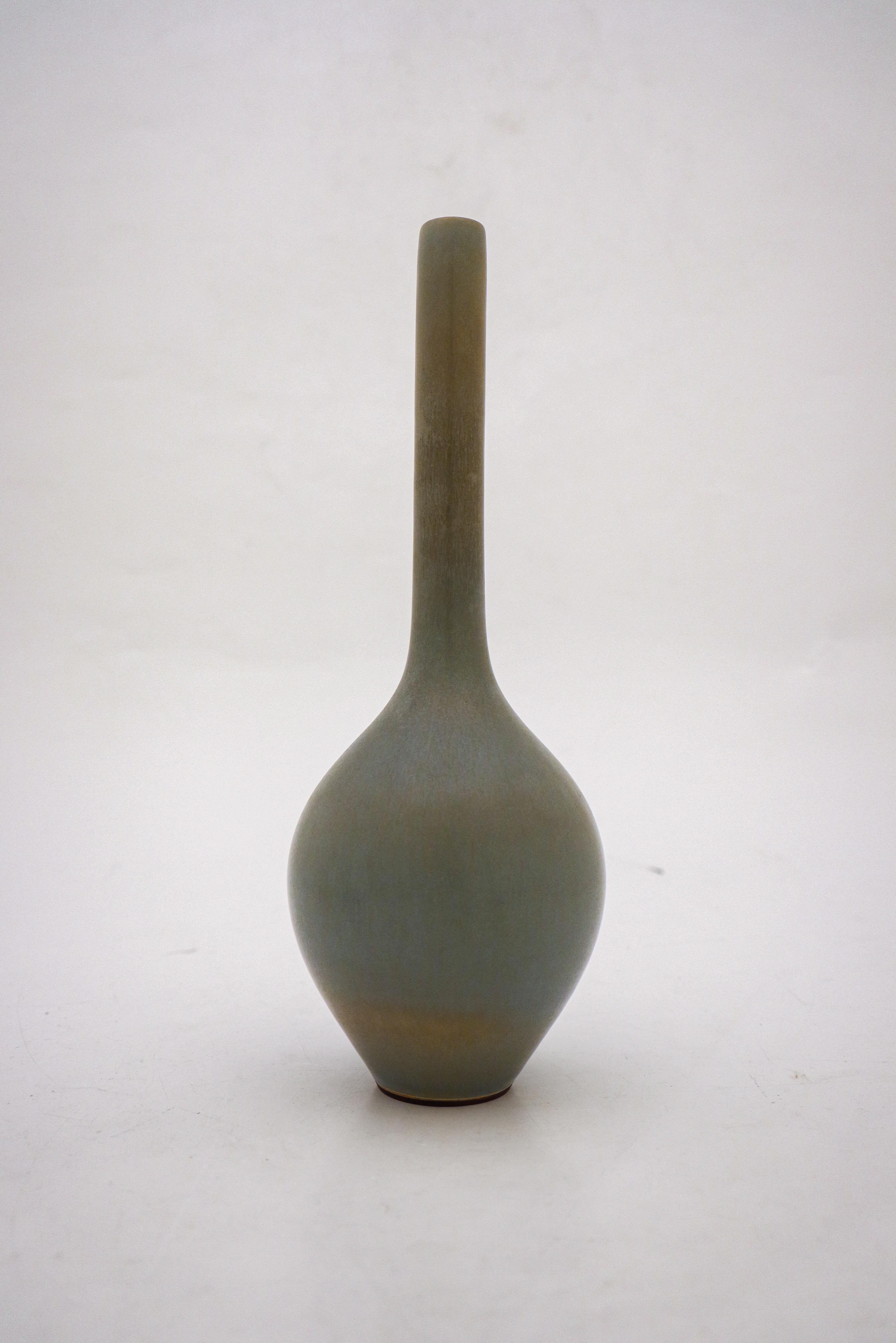 20th Century Gray Ceramic Vase, Berndt Friberg, Gustavsberg 1956, Mid Century Vintage