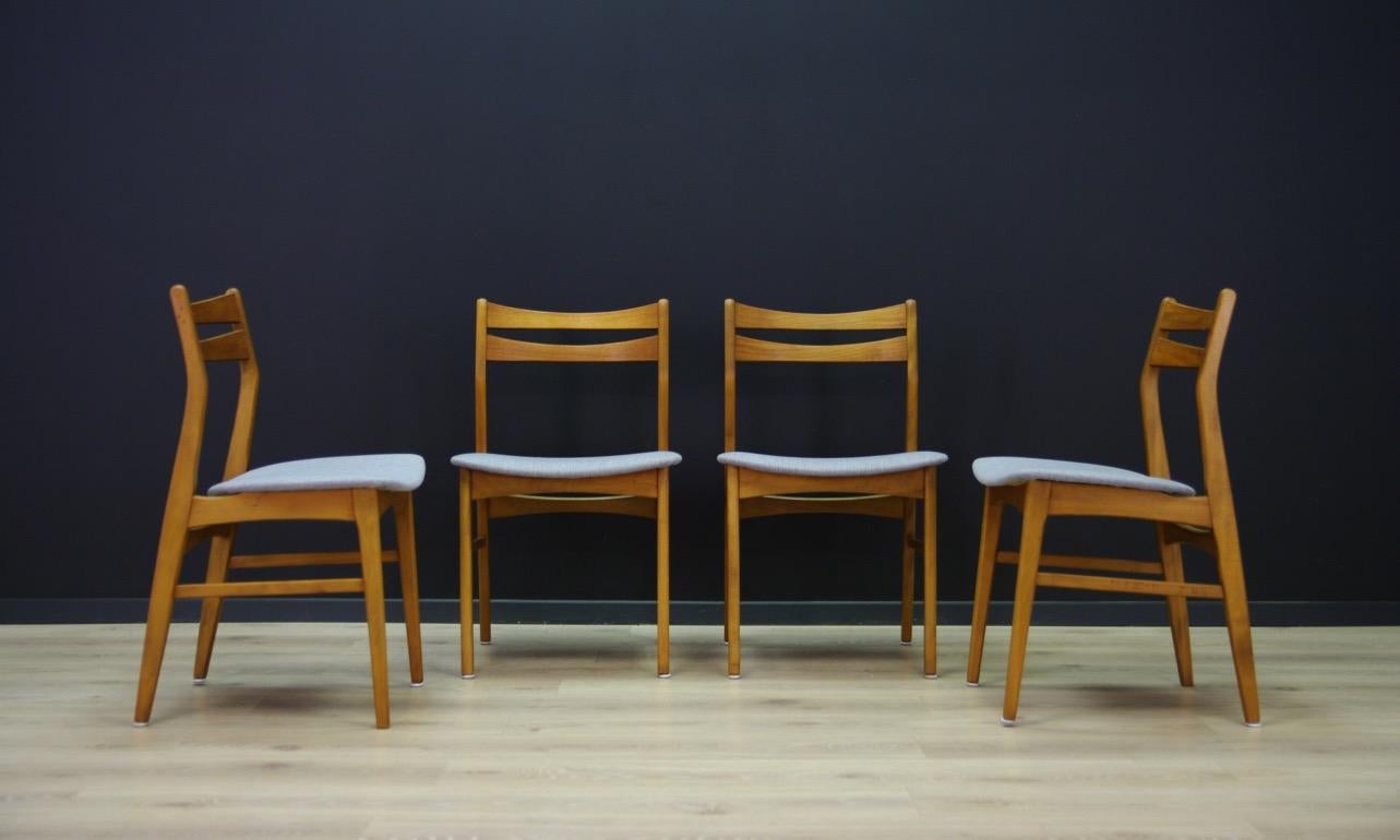 Gray Chairs Retro Danish Design Beech Vintage Classic, 1960s In Good Condition For Sale In Szczecin, Zachodniopomorskie