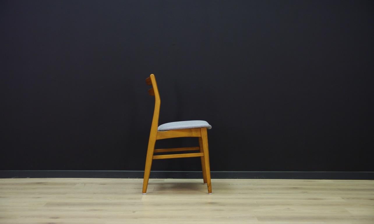 Fabric Gray Chairs Retro Danish Design Beech Vintage Classic, 1960s For Sale