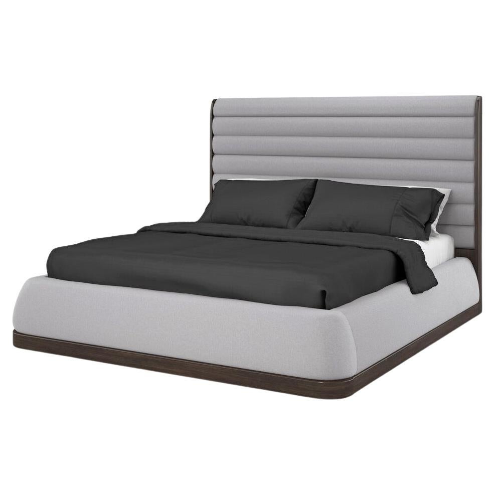 Gray Channeled King Bed For Sale