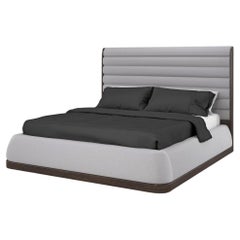 Gray Channeled King Bed