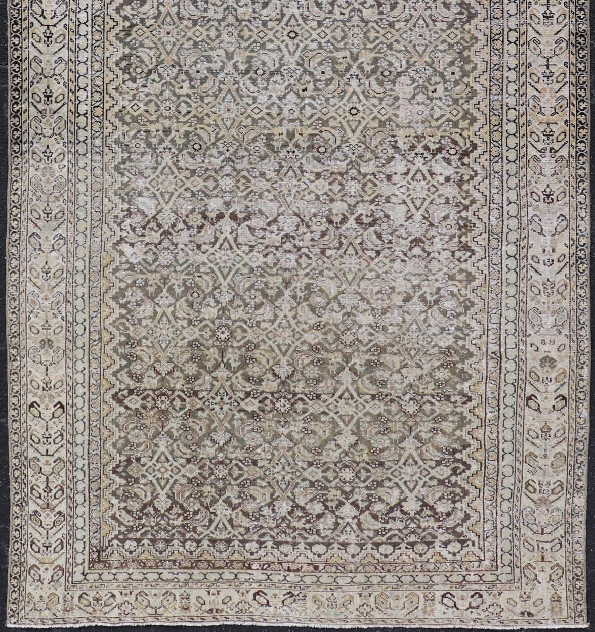 Tapis persan ancien Malayer Gallery gris et anthracite avec motif Herati sur toute sa surface en vente 5