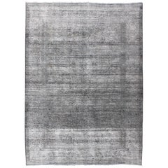 Gray, Charcoal Vintage Persian Distressed Rug with Modern and Rustic Design