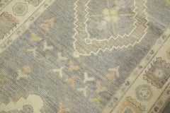Grey Colorful Geometric Design Handwoven Wool Turkish Oushak Runner