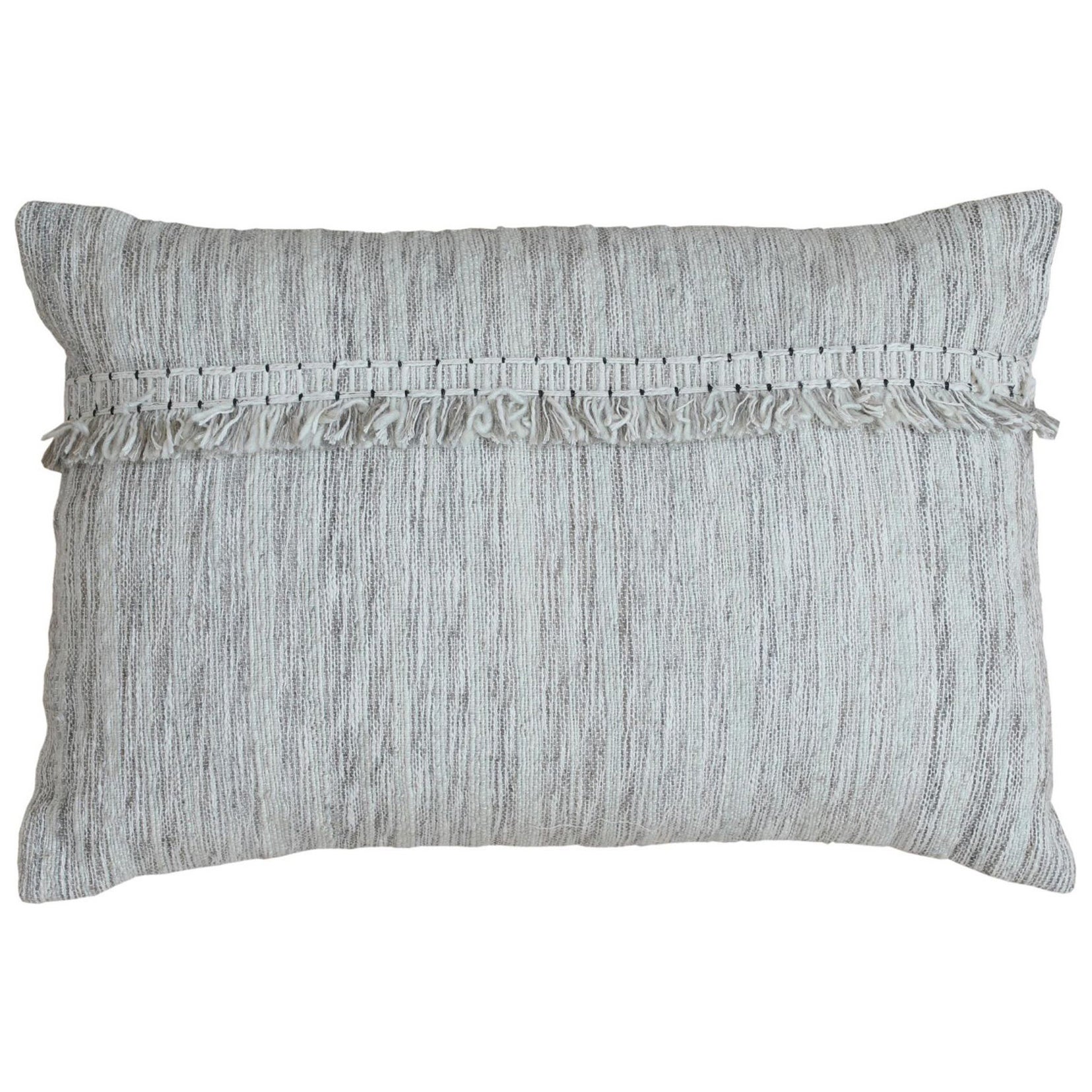 Gray Contemporary Chic Wool and Cotton Pillow