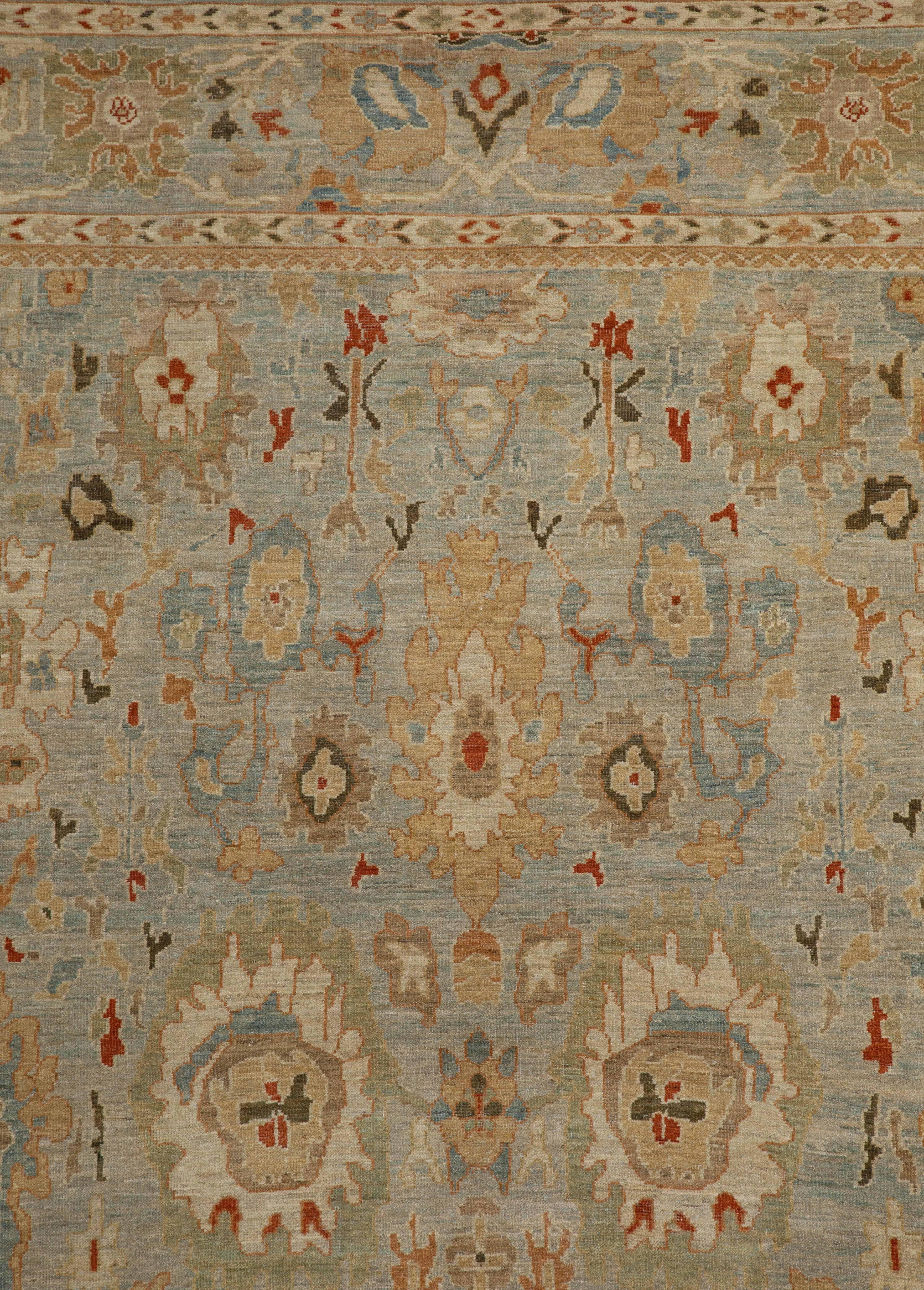 Persian Gray Contemporary Turkish Sultanabad Rug with Colored Floral Allover Design For Sale