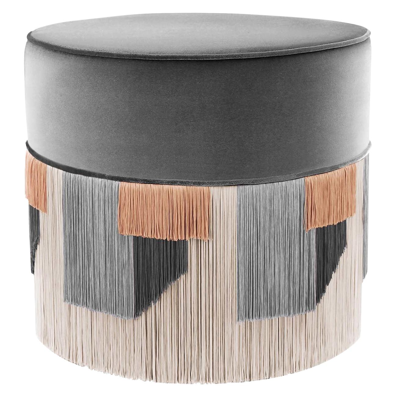 Gray Couture Geometric Geo Pouf For Sale