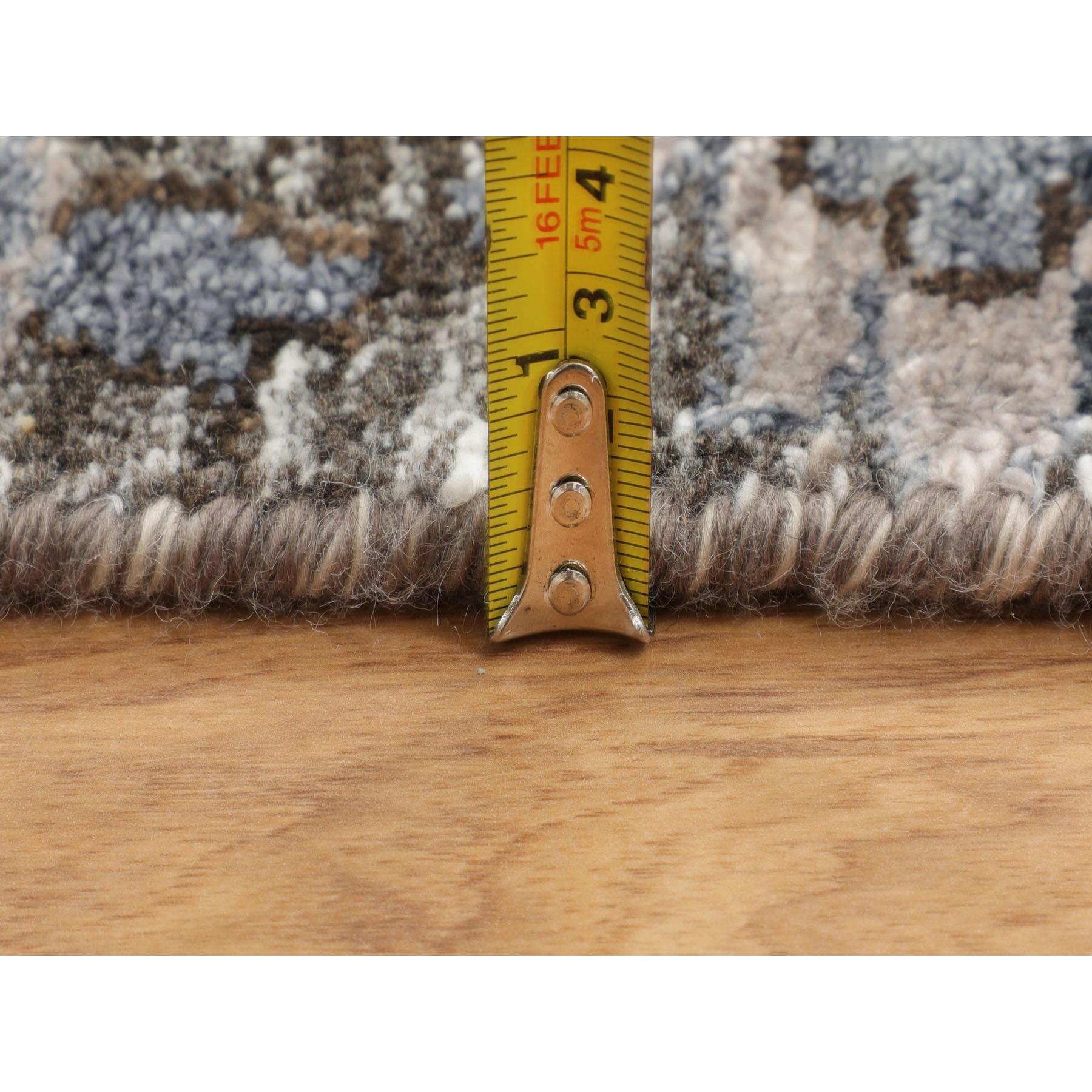 Tapis gris à motif d'arbre de cyprès avec laine texturée nouée à la main 12' x  17'9