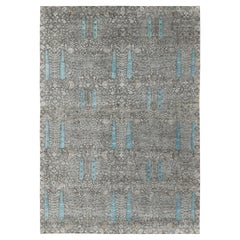 Tapis gris à motif d'arbre de cyprès avec laine texturée nouée à la main 12' x  17'9"