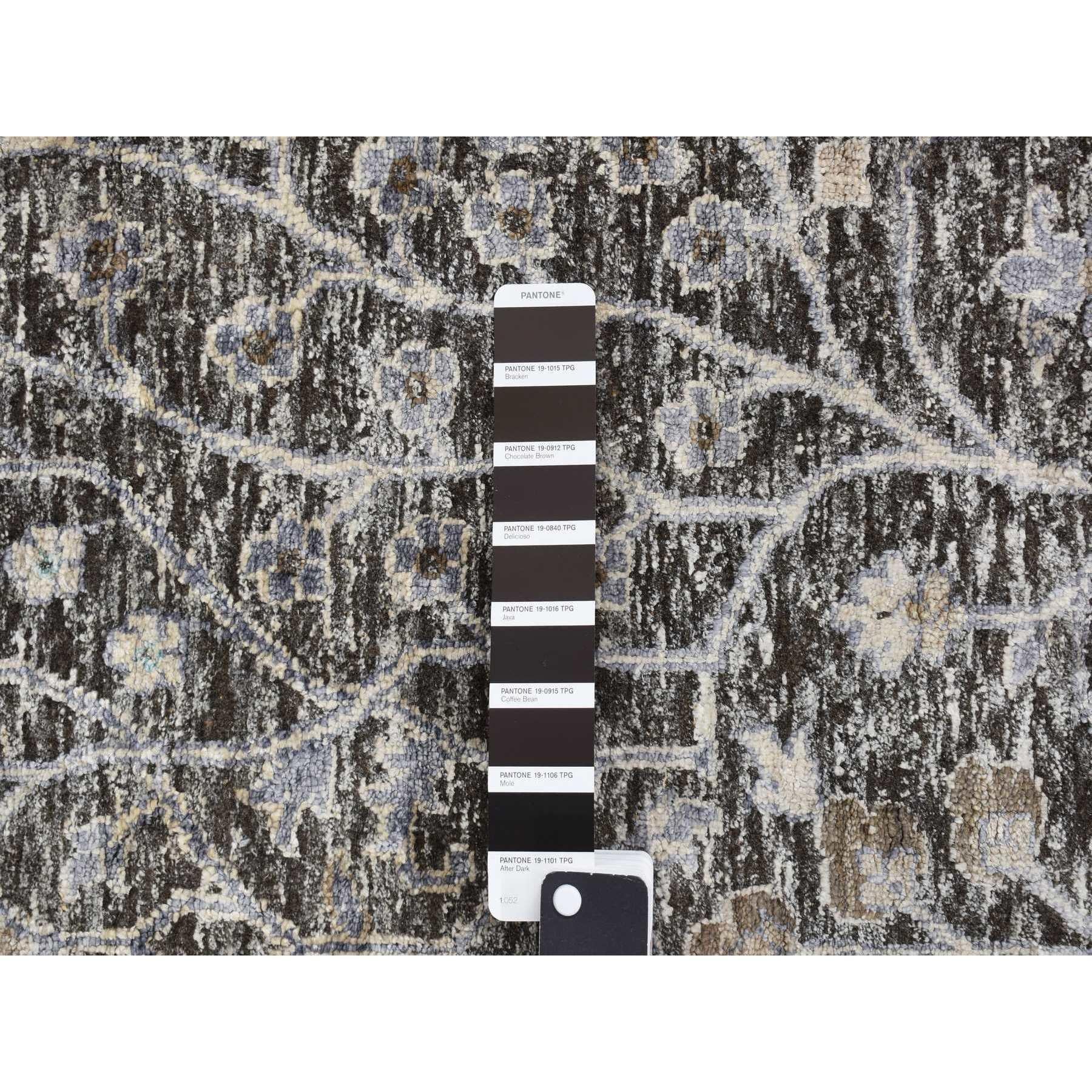 Tapis oriental noué à la main, gris à motif d'arbre de cyprès 11'9