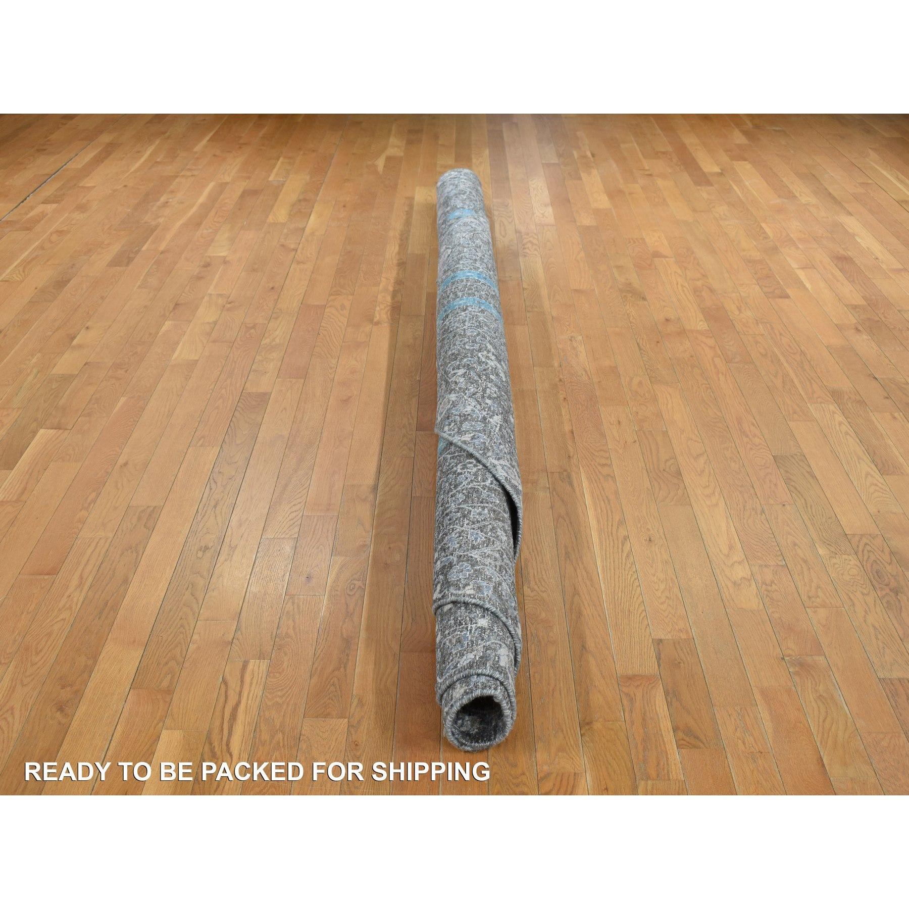 XXIe siècle et contemporain Tapis oriental noué à la main, gris à motif d'arbre de cyprès 11'9