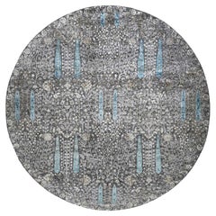 Tapis oriental noué à la main, gris à motif d'arbre de cyprès 11'9" x 11'9"
