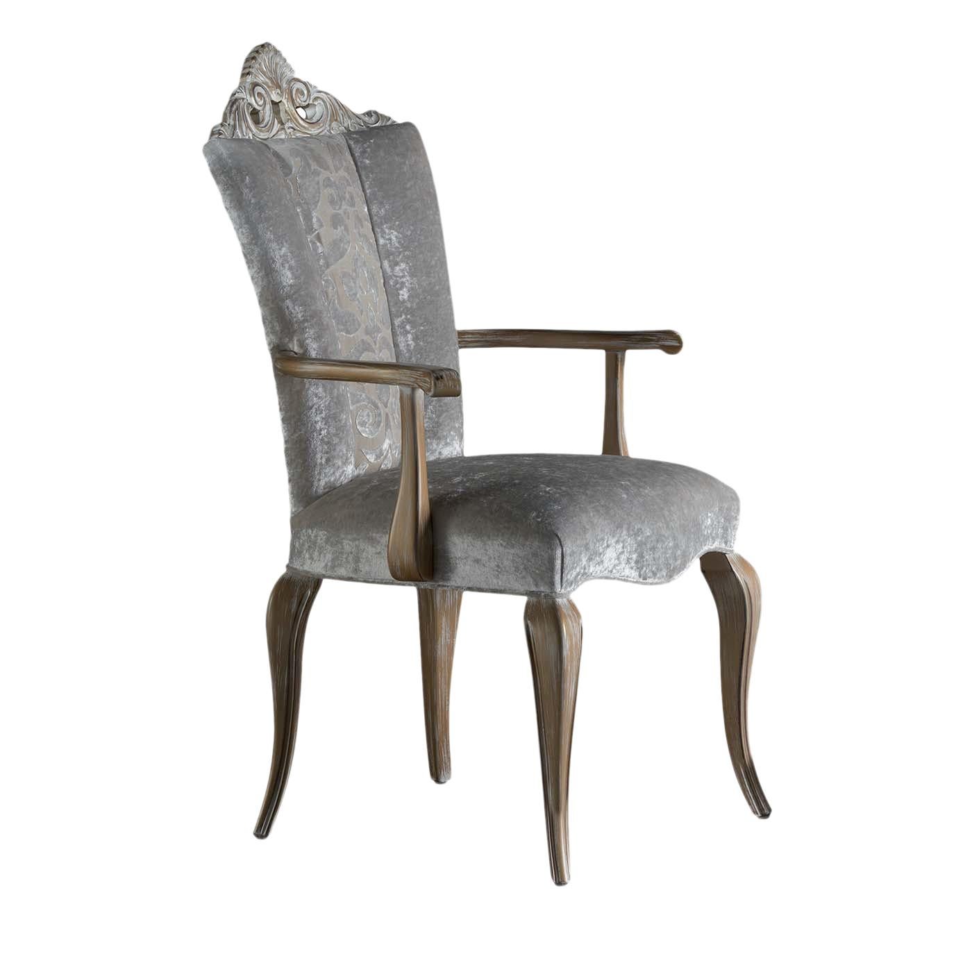 Gray Dining Chair with Armrests