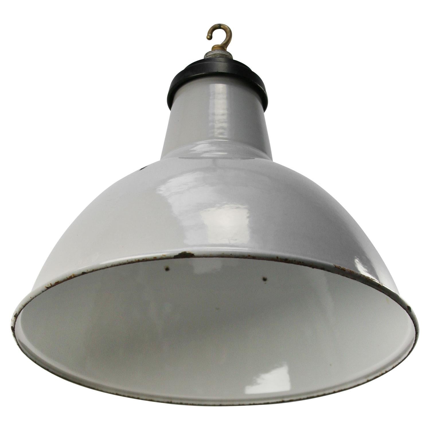 English Gray Enamel British Vintage Industrial Pendant Lights