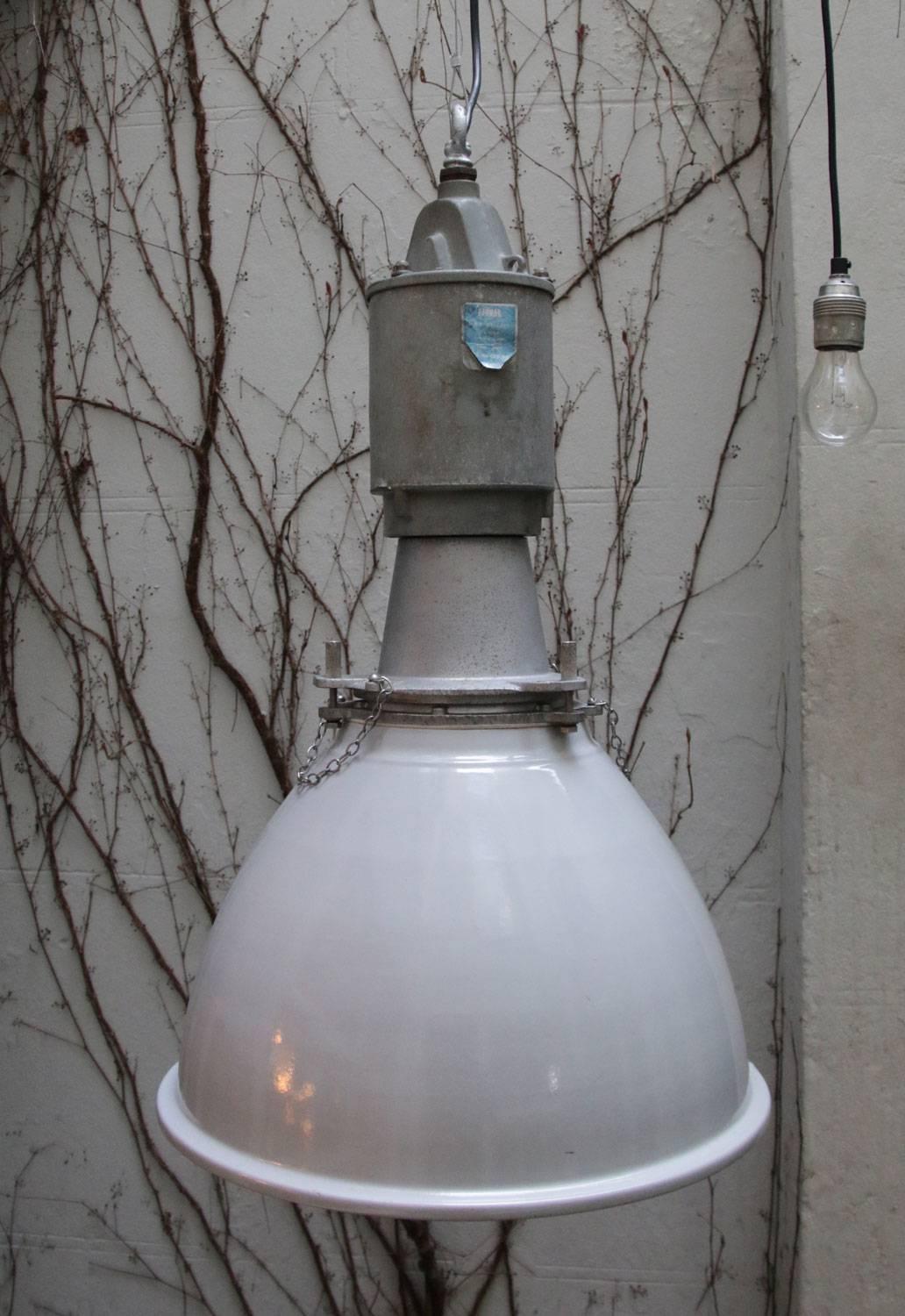 Gray Enamel Rare British Vintage Industrial Pendant Lamp 1