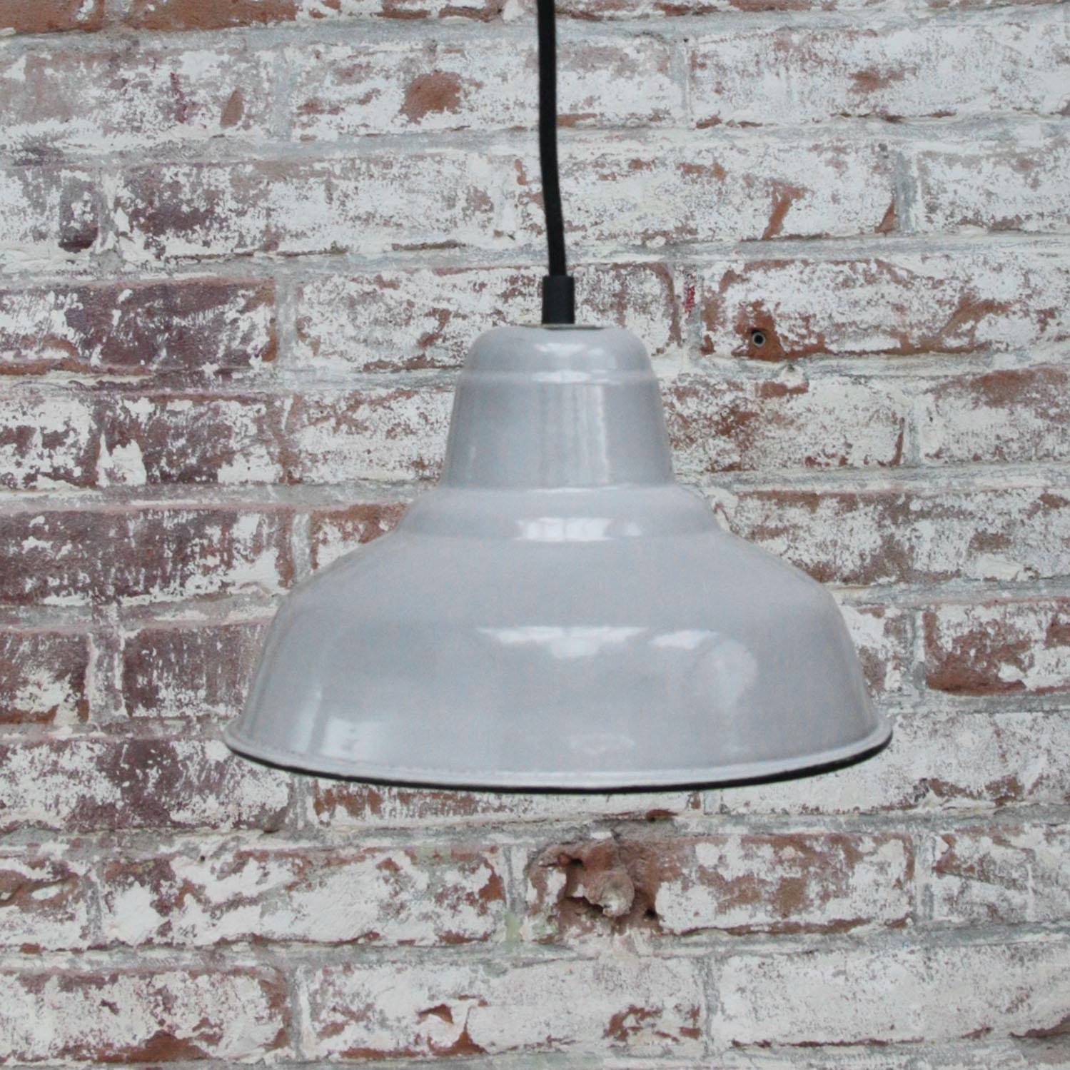 20th Century Gray Enamel Vintage Dutch Industrial Hanging Lamp by Philips