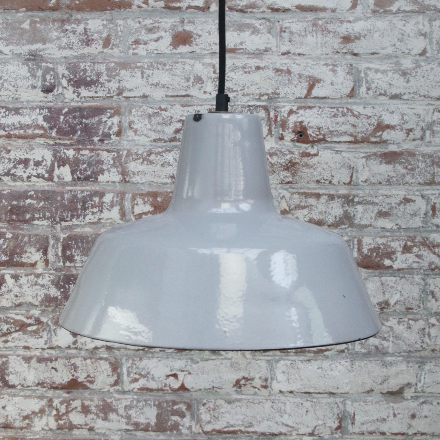 20th Century Gray Enamel Vintage Dutch Industrial Hanging Lamp by Philips For Sale