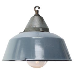 Gray Enamel Vintage Industrial Cast Iron Clear Glass Pendant Lights