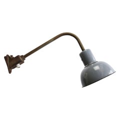 Gray Enamel Vintage Industrial Cast Iron Large Wall Light Scone