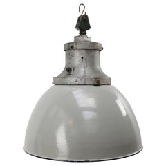 Gray Enamel Vintage Industrial Cast Iron Pendant Light by Industria Rotterdam