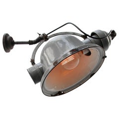 Gray Enamel Vintage Industrial Cast Iron Scone Wall Light by Beseg Licht