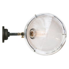 Gray Enamel Vintage Industrial Clear Round Glass Scone Wall Light