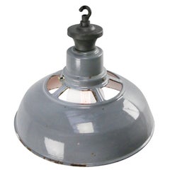 Gray Enamel Vintage Industrial Factory Pendant Light by Benjamin UK