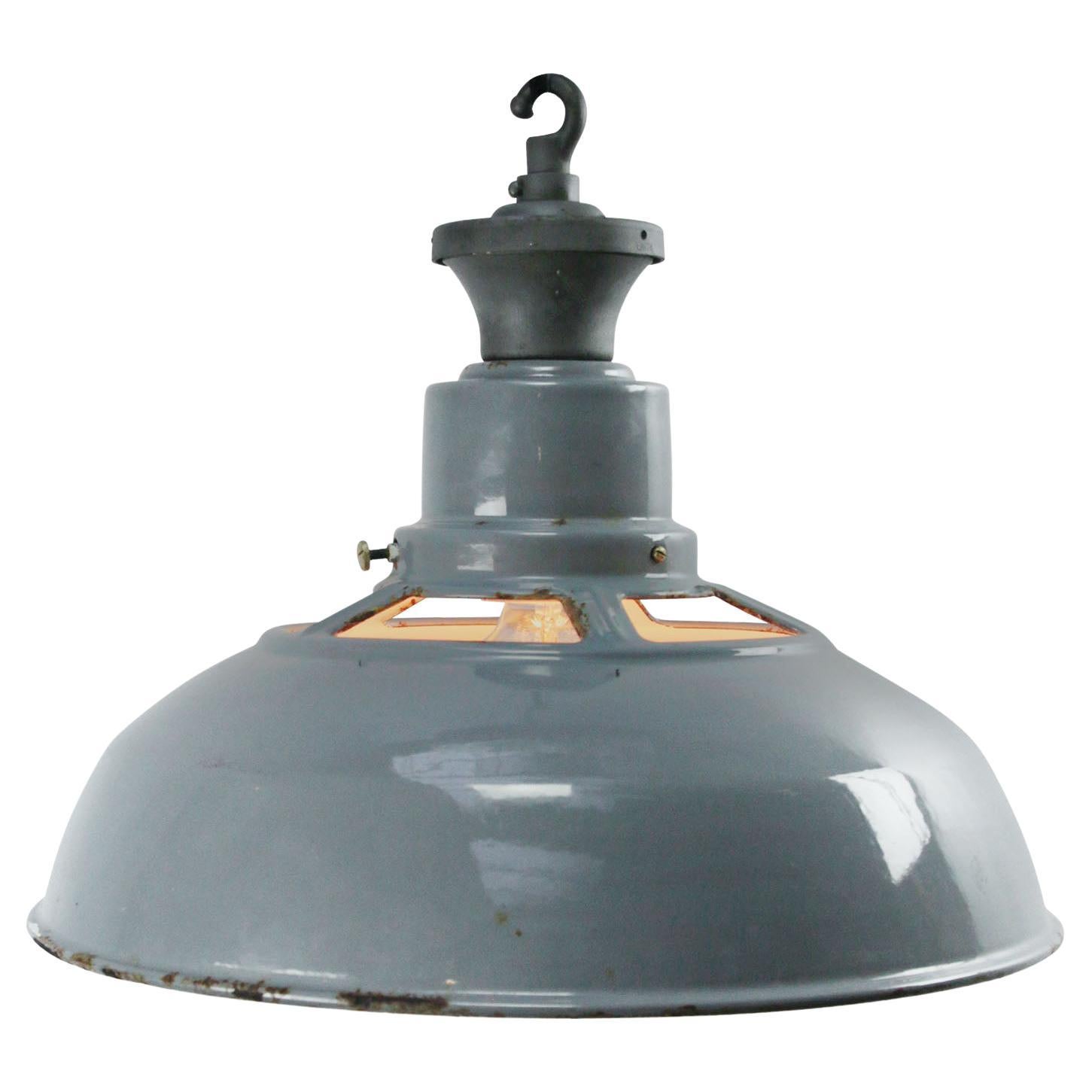 Large Gray Czech Factory, Industrial Pendant Lamp For Sale at 1stDibs