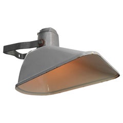 Gray Enamel Retro Industrial Gas Station Wall Light by Benjamin, USA